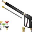 YAMATIC Pressure Washer Gun Wand with Swivel 3/8" Plug & M22 Coupler, Stainless Steel Extension Lance Replacement for Ryobi, Simpson, Craftsman Power Washer for Foam Cannon Car Wash, 4000 PSI