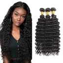 28 30 32 inch Vinmdonm Deep Wave Bundle Human Hair Natural Black Deep Wave Bundles 100% Unprocessed Brazilian Virgin Hair 3 Bundles 155g