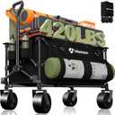 Hikemoon 150L Collapsible Wagons Carts Foldable, 420LBS Heavy Duty Folding Beach Cart with Big All-Terrain Wheels, Portable Utility Wagon for Grocery, Shopping, Garden, Sports, Camping, Black