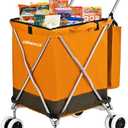 Carritos de compras para comestibles, carrito plegable con ruedas giratorias delanteras dobles de 360, impermeable, extrable, forro de lona con cubierta para lavandera, comestibles (Naranja)