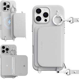 MAGEASY Pouch MagSafe Crossbody Wallet Phone Case for iPhone 16 Pro Max - Removable Wallet with Strap, 16ft Drop Protection, Card Holder & Coin Pocket Magnetic Purse Compatible with MagSafe (Gray)