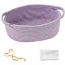 Gift Basket with Wrap Bag and Ribbon, Empty Small Woven Basket for Gift, Cute Decorative Gift Organizer for Baby Showers, Raffle, Halloween and Thanksgiving  12"x8"x5", Purple