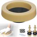 Hibbent Extra Thick Toilet Wax Ring Replacement Kit, Universal Toilet Seal Ring with Brass Toilet Floor Bolts and Retainer Washers, PE Flange Fits 3 Inch and 4 Inch Drain Pipes