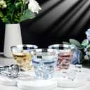 I00000 200pcs Silver Disposable Plastic Cups 9 oz Clear Plastic Cups Old Fashioned Tumblers Silver Rim Cup Disposable Party Cup Elegant Silver Wine Glasses Cocktail Cup