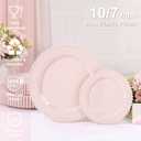 U-QE 60PCS Pink Plastic Plates - Heavy Duty Beaded Pink Disposable Plates for Mothers Day, Party, Baby Shower, Wedding - Serving 30 Guests Include 30PCS 10inch Dinner Plate & 30PCS 7inch Dessert Plate