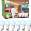 Ultra Efficient 60 Watt Light Bulbs Daylight White, A19 LED E26 Frosted Bulb 5000K 750 Lumens, 30000 Hrs Lifetime, Energy-Efficient 4.9W=60W, Low Heat, Flicker-Free, Non-Dimmable, 6 Pack