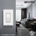 BESTTEN 10 Pack Single Pole Decorator Light Switch with Wallplate, 15A 120/277V, Rocker Paddle Wall Switch, On/Off Interrupter for LED and Other Lamps