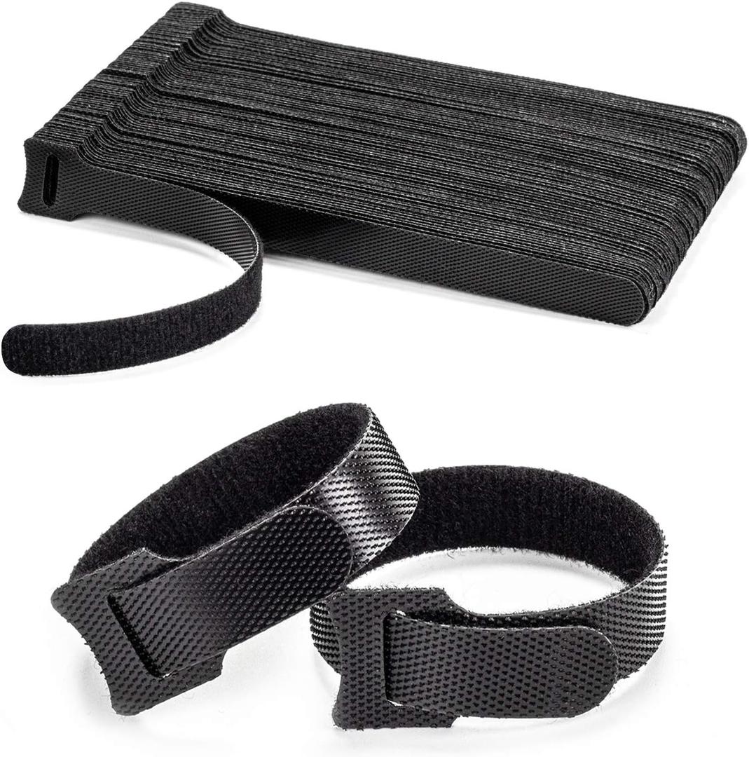 Reusable Cable Ties, Black Adjustable, Cord Organizer Ties, Multi-purpose Hook Loop Cable Management Wire Ties for Organizing Home, Office, Data Centers