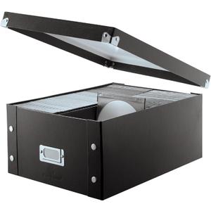 Snap-N-Store CD Storage Box - Pack of 1/2 - Durable Disc Holder with Lid to Store for Discs (1 Pack - Doublewide CD, Black)