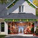 Christmas Garage Door Banner 13x6ft Santa's Workshop Elves Christmas Tree Backdrop Decor Banners for Outside Indoor Winter Door Cover Garage Wall Covering for Party Garage Decorations