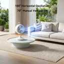 Desk Fans for Bedroom with Light, 16 Inch Table Air Circulator Fans with Ring Bracket, Oscillating Fan for Whole Room, 70 Vertical and 100 Oscillating, 3 Speeds, 28dB Quiet, for Home,Office,Outdoor