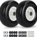 GICOOL 9x3.50-4 Zero Turn Mower Flat Free Tire and Wheel Assembly, Smooth Tread Front Tires for ZTR Mowers, 1/2'' & 3/4" & 5/8" Bearing Bore, Adjustable Centered Hub Length 3.5"-4"-4.5"-5", 2-Pack