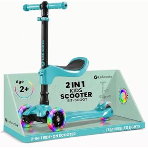 3 Wheel Scooter for Kids – 2-in-1 Scooter with Seat & LED Light-Up Wheels
For Ages 2+, Removable Seat, Adjustable Handlebar, Wide Anti-Slip Deck, Lean-to-Steer, Rear Brake, Up to 110 lbs