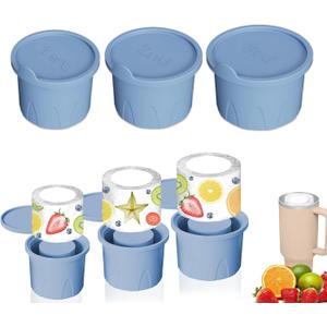 Set of 3 Hollow Cylindrical Silicone Ice Cube Mold for 24-40oz Flask/Thermos Tumbler,BPA-Free, Ideal for Whiskey, Cocktails, Drinks, Coffee (Set-Blue)