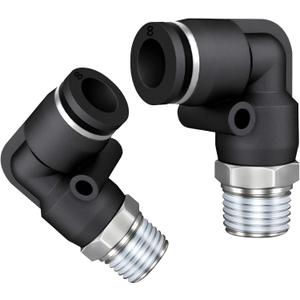 PNEUMATIC Male Elbow 1/4 Inch Tube OD x 1/4 Inch NPT Thread 90 Push to Connect Fittings PL-1/4-1/4 (Pack of 10)