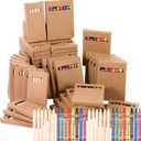 Dunzoom 20 Packs Crayons Colored Pencils Bulk Bundle Pencil Crayon Set 3.5 Inch Mini 6 Color Pencils 8 Color Crayons Mini Boxes in Kraft Box for Kids Classroom School Teacher Birthday Party Supplies