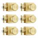 STARPY 6 Pack Brushed Gold Door Knob with Square Rosette, Heavy Duty Door Knob with Lock, Interior Door Handles for Bath & Bed, Heavy Duty Door Knob with Lock