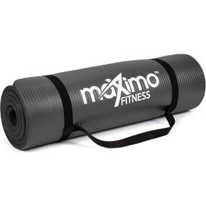 Maximo Fitness Yoga Mat - Multipurpose Exercise Mat for Men, Women and Kids, Ideal Non Slip Workout Mats for Yoga, Pilates, Gym Exercise with Carrying Strap (12mm Thick, Black)