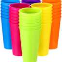 Suclain Set of 36 Colorful Plastic Tumblers 14 oz Kids Plastic Cups Bulk Unbreakable Restaurant Drinking Cup Large Reusable Mug Summer Drinking Tumblers for Ice Tea Kitchen Supplies Party, 6 Colors