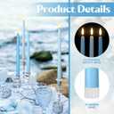 Macarrie 24 Packs Flameless Taper Candles Battery Operated Fake 11 Inch Long Candlelight LED Flameless Candlesticks Flickering Tapered for Spring Summer Wedding(Mixed Blue)