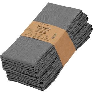 Ruvanti Cloth Napkins Set of 12, 18x18 Reusable Napkins Cloth Washable, Soft & Durable Table Napkin, Poly Cotton Fabric Dinner Napkins for Parties, Christmas, Thanksgiving, Weddings - Black Beauty