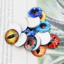Julie Wang 15MM 40PCS Dragon Eyes Glass Cabochons for Clay Sculptures Props Craft Jewelry Making DIY Findings About 0.59inches