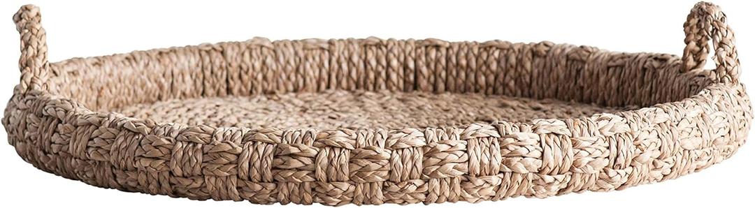 Creative Co-Op Round Braided Bankuan Tray with Handles (Natural)