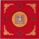 Mahjong Mat with 3 Dice, Anti Slip and Noise Reduction Table Cover for Mahjong, Poker, Card, Board & Tile Games (Red, 31.5 inches)