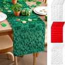 Frienda 4 Pcs Holiday Easter Table Runner Soft Plush Faux Fur Jacquard Ear Bunny Table Runner Sunflower Spring Holiday Kitchen Dining Tabletop Decoration for Home Party Decor 13x72 Inch