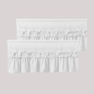 HIG 2 Pack Grayish White Ruffle Window Valances Handcrafted Bow Tie Blackout Curtain Valances for Windows/Bathroom/Living Room/Bedroom, Farmhouse Decorative Privacy Kitchen Valance, 52"x18"(N60047)