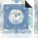 Blue Coastal Beach Mahjong Mat 31.5"x31.5", Summer Nautical Starfish Coral Non-Slip Mahjong Mat Accessories for Dominoes Poker Card Board and Tile Games Gifts