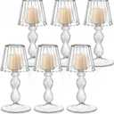 Remerry 6 Pcs Crystal Candle Holders Lamp Shaped Crystal Tealight Candle Holders Table Centerpiece for Home Wedding Engagement Birthday Party Events Dining Table Decoration (Clear)