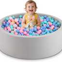 35.4" x 11.8" Foam Ball Pit for Toddlers, Baby Round Balls Pool for Babies 1-3, Kids Play Ball Pits Ideal Gift for Boys and Girls, Balls Not Included, Grey