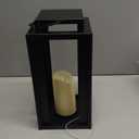 TRIROCKS Large Outdoor Lanterns 17" Decorative Candle Lantern Black Metal Hanging Lantern with LED Flickering Flameless Timer Candle for Home Garden Modern Farmhouse Patio Front Porch Decor (No Glass)