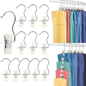 HOUSE DAY Legging and Yoga Pants Hangers with Clips 60 Pack, Closet Organizer Clips, Space Saving Hanging Clips for Hat, Bag, and Home Storage - Ivory