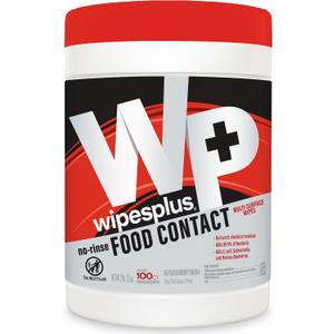WIPESPLUS Cleaning Wipes All Purpose Food Contact - No Rinse, No Residue, Quick Dry Formula, Disinfecting Wipes For Restaurants, Foodservice, Schools - Canister, 100 Count, (Pack of 6)