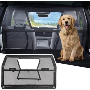 JOYTUTUS 52" Wide Dog Car Barrier with Removable Visual Window, Car Barrier for SUV Escape-Proof, Net for Behind Front Seats, Vehicle Gate for Dog Travel, Ideal for Sedans SUVs Trucks