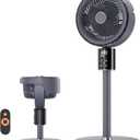 100ft CirculAir Oscillating Standing Fan for Bedroom, Quiet Pedestal Floor Fan with 17"-37.8" Adjustable Height, AC Motor, Ultra Quiet 36-50dB, Touch & Remote Control, 3 Speeds, 12H Timer
