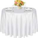 KKJIAF 1 Pack 120 Inch Round Tablecloth Satin White Round Table Cover, Silky Satin Dining Table Cloth for Wedding, Party, Banquet, Restaurant, Formal Events