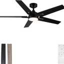 52 Inch Ceiling Fan, Smart Ceiling Fan with Remote/APP, Black Ceiling Fan with 6-Speeds Reversible Motor, Alexa Ceiling Fan with 5 Two-sided Blades Dimmable Noiseless for Indoor Bedroom/Outdoor