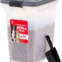 IRIS USA Dog Food Storage Container 40 lbs, Attachable Wheels, & Included Scoop, for Dog Cat Birds and other Pets, Food Storage Bin, Keep Fresh, Easy Mobility, BPA Free - Made in the USA, Dark Gray