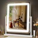 Makeup Vanity Mirror with Lights 15.2" Large LED Lighted Mirror, Hollywood Make Up Mirror with Lighting for Bedroom Tabletop, Smart Touch,Detachable 10X Magnification 360 Rotation, (White)