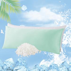 WhatsBedding Memory Foam Body Pillow with Zippered Cooling Cover, Full Body Pillow for Adults, Long Pillow for Sleeping, Fluffy Supportive, Ice Green