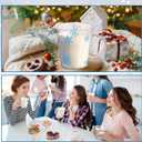 Baderke Set of 4 Snowflake Glass Coffee Mugs 12 oz Borosilicate Glass Cups with Handle Clear Winter Holiday Coffee Cups White Blue Snowflake Mugs for Drinking Beverages Latte Hot Chocolate