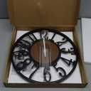 Large Wall Clock for Living Room Decor, 14 Inch Non Ticking Silent, Battery Operated Modern Vintage Oversized Wall Clock for Bedroom Kitchen (Dark Brown - Arabic Numbers)