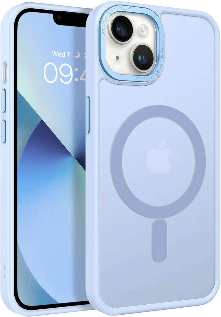 BENTOBEN Magnetic for iPhone 13 Case & iPhone 14 Case [Compatible with Magsafe] Translucent Matte Phone Case iPhone 13/14 Slim Thin Shockproof Women Men Protective Cover, Light Blue
