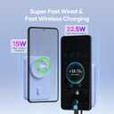 Wireless Portable Charger for Samsung, 5000mAh Ultra Slim Power Bank with Innovative Electric Suction Cup, Compatible with iPhone and Android Cell Phone, Support 22.5W USB-C PD Fast Charging, Blue