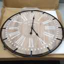 24 Inch Grand Farmhouse Wall Clock, Vintage-Inspired Wood & Metal Design with Large Etched Numbers, Silent Battery-Powered Timepiece for Offices, Kitchens, Bedrooms, and Living Rooms (Brown)