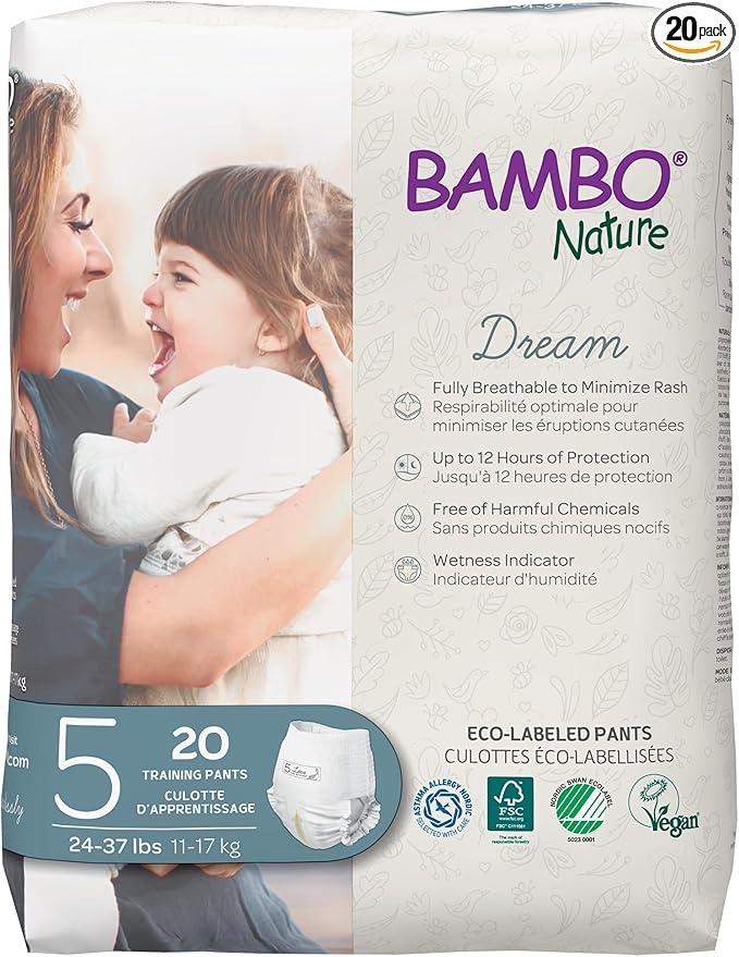 Bambo Nature Premium Ecofriendly Training Pants, Size 5 (2740 Lbs), 20 Count