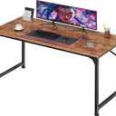 PRAISUN 47 Inch Computer Desk, Home Office Desk with Spacious Desktop, Modern Gaming Desk, Writing Study Table for Bedroom, Small Spaces, Work from Home Desk with Metal Frame, Rusitc Brown